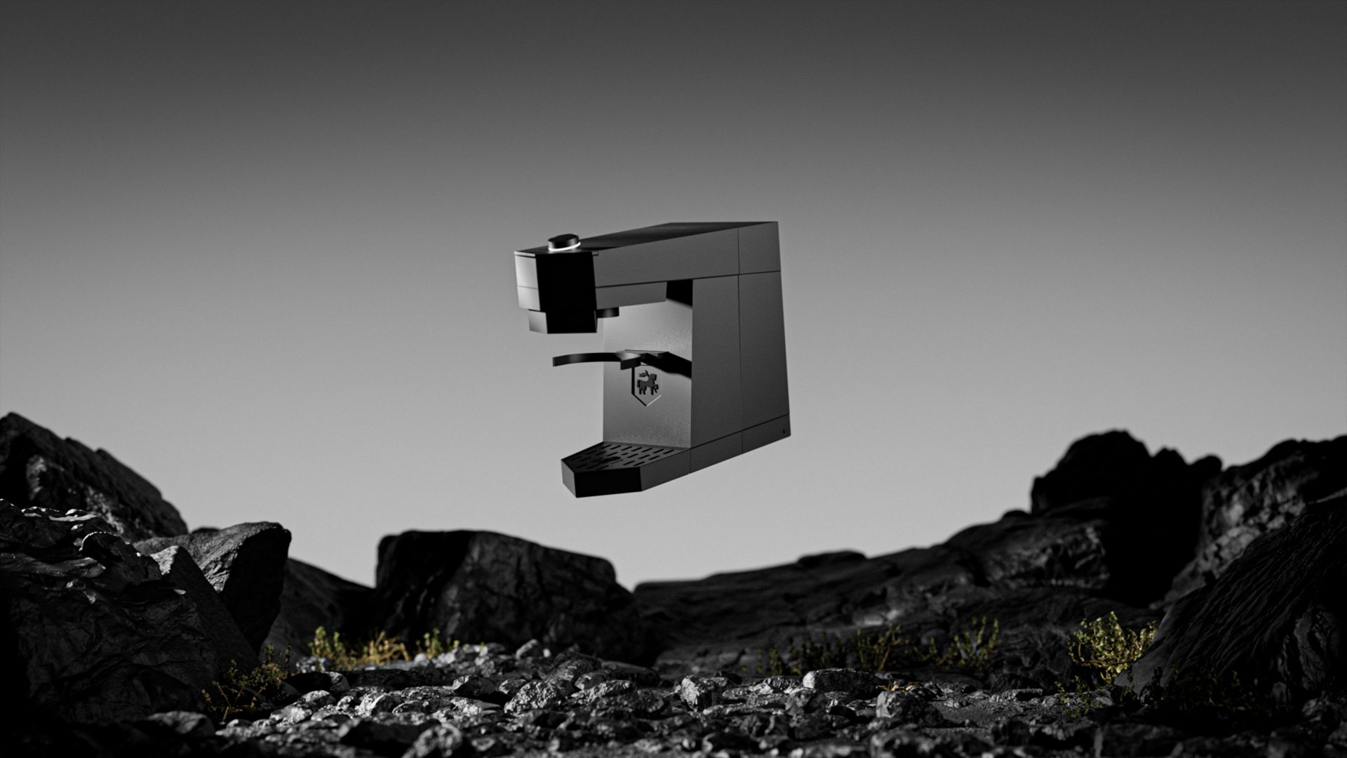 SAHM black floating over volcanic terrain