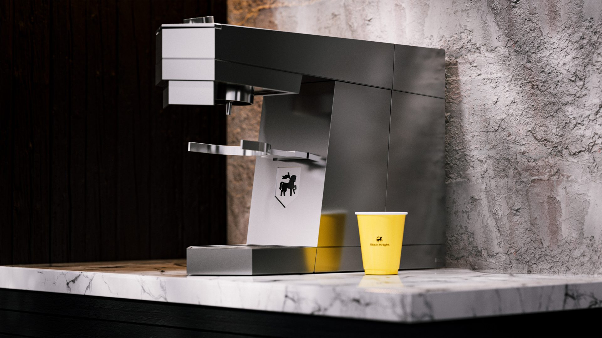 SAHM gray inside an urban café setting